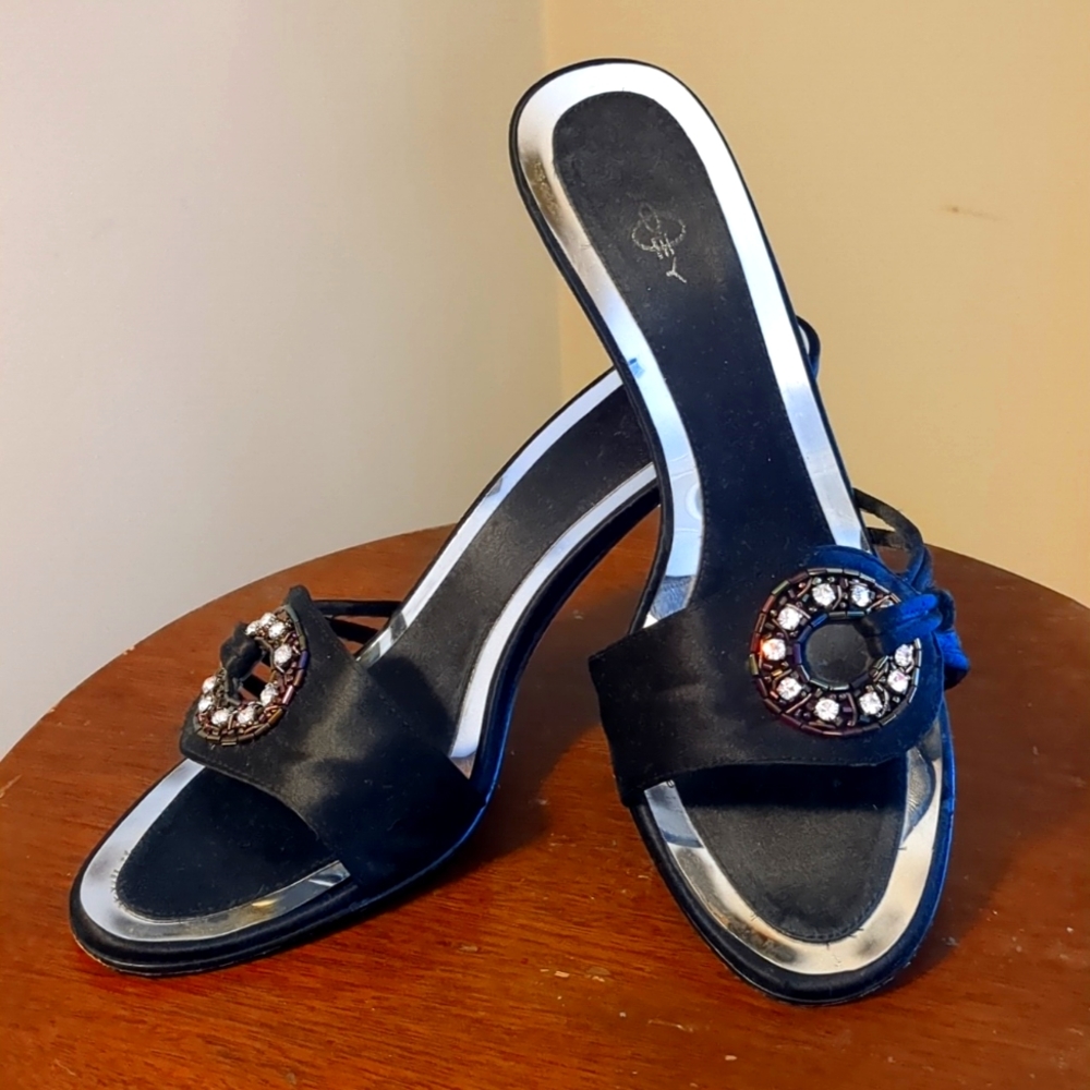 Joey Black Embellished Slides